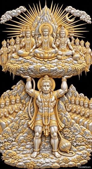 HANUMAN JI 10 - 3D relief for CNC carving