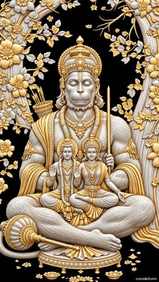 HANUMAN JI 53 - 3D relief for CNC carving
