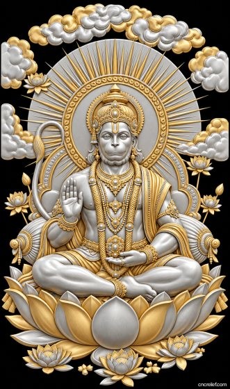 HANUMAN JI 52 - 3D relief for CNC carving