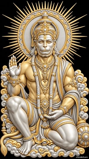 HANUMAN JI 38 - 3D relief for CNC carving